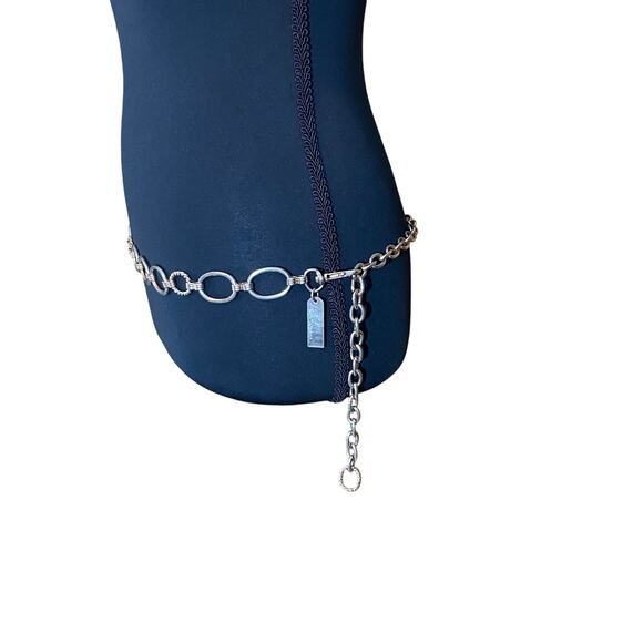 Vintage Studio NY Silver Chain Link Belt Oval Statement Adjustable Y2K Korea - Picture 5 of 8